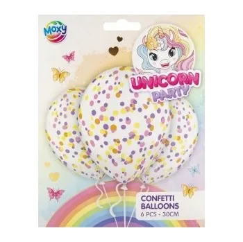 Balónek SADA BALÓNKŮ S KONFETAMI 30CM 6 KS MOXY