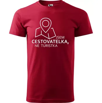 Pánské tričko Sablio Tričko s potiskem Jsem cestovatelka, ne turistka - červené XL