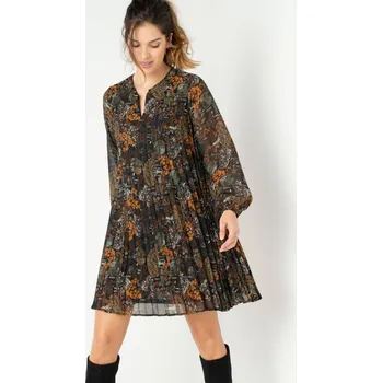 Dámské šaty Krátké plisované šaty s potiskem medová 40