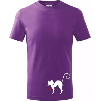 Zamilovaná kočka prohnutá - Tričko dětské bavlněné - 134 cm/8 let ( Fialová )