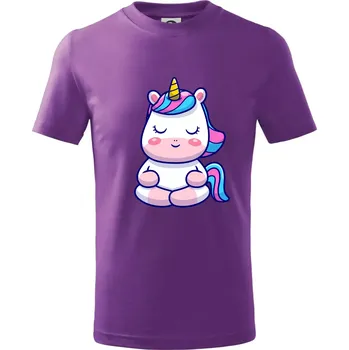Chlapecké tričko Yoga jednorožec - relax - Tričko dětské bavlněné - 98 cm / 2 roky ( Fialová )