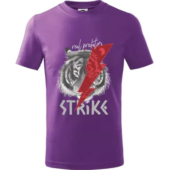 Tygr - strike - Tričko dětské bavlněné - 98 cm / 2 roky ( Fialová )
