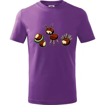 Kaštanová zvířátka - v řadě - Tričko dětské bavlněné - 98 cm / 2 roky ( Fialová )