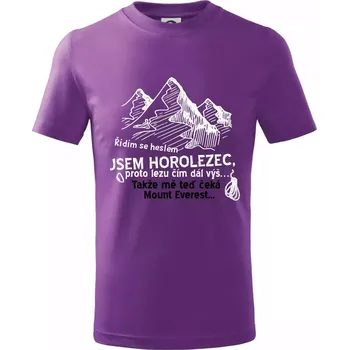 Jsem horolezec, proto lezu čím dál výš - Tričko dětské bavlněné - 158 cm/12 let ( Fialová )