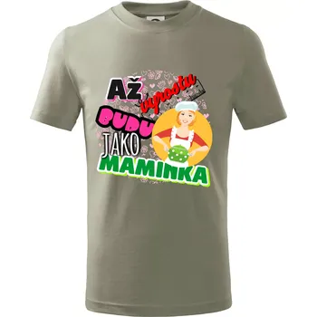 Až vyrostu budu jako maminka - kuchařka - Tričko dětské bavlněné - 98 cm / 2 roky ( Light khaki )