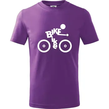 Bike nápis postava - Tričko dětské bavlněné - 158 cm/12 let ( Fialová )