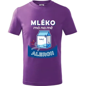Mléko má na mě alergii - Tričko dětské bavlněné - 104-110cm / 3-4 roky ( Fialová )