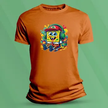 Dětské tričko s potiskem Barevný SpongeBob velikost 128 (7-8 let) Oranžová