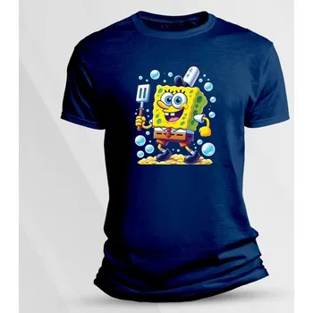 Chlapecké tričko Bavlněné dětské tričko SpongeBob kuchař velikost 104 Námořnická modrá