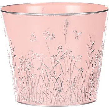 Nákupní košík Autronic Obal na květiny kovový - barva růžová., sada 2 ks