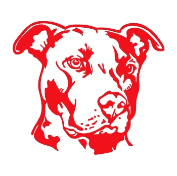 Polep vozidla SAMOLEPKA Pes 198 pitbull pravá (10 - červená) NA AUTO, NÁLEPKA, FÓLIE, POLEP, TUNING, VLASTNÍ TEXT, TISK, AUTOSAMOLEPKY.cz, POLEPY, OBRÁZEK, LOGO, SAMOLEPKY