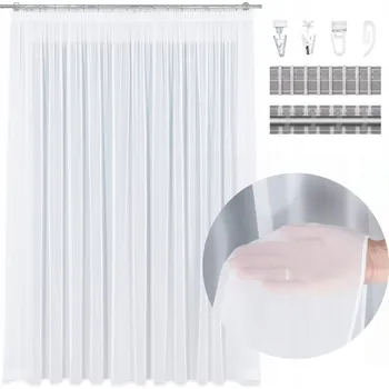 Záclona Hotová Záclona na pásce 400x250 Záclona s žabkami Tunel White Premium Voál