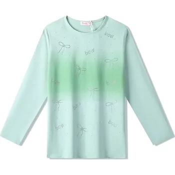 Dětská móda DÍVČÍ TRIČKO S KAMÍNKY MS7104 Velikost: 140, Barva: Zelená