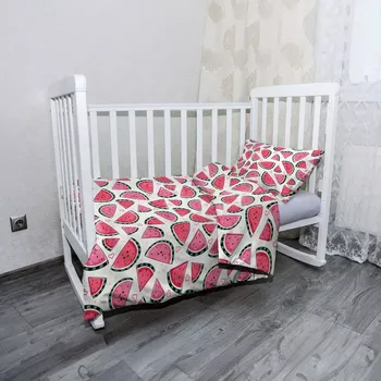 Povlečení Sablio Mikroplyšové dětské povlečení do postýlky Vodní meloun - 120x90 / 40x60