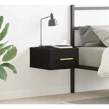 Noční stolek Noční Stolek Černý dub 35 x 35 x 20 cm Materiál na bázi dřeva