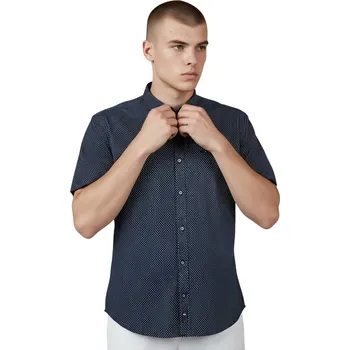 Dámská košile Rawlucci Pánská modrá společenská košile s krátkým rukávem 03 Barva: Modrá, Velikost: M