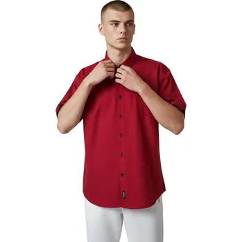 Dámská košile Rawlucci Pánská červená společenská košile s krátkým rukávem 01 Barva: Červená, Velikost: L