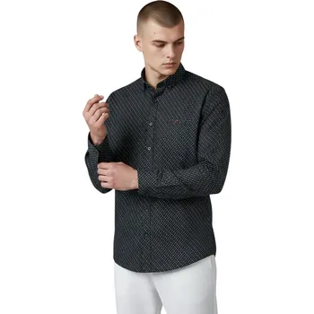 Pánská košile Enzo Pánská černá společenská košile s dlouhým rukávem 01 Barva: Černá, Velikost: M