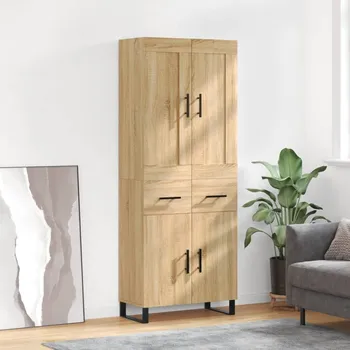 přebalovací pult a komoda Skříň highboard dub sonoma 69,5 x 34 x 180 cm kompozitní dřevo Hnědá3199900