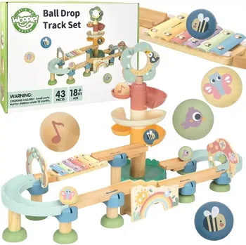 Kuličková dráha Woopie Green dřevěná kuličková dráha s hudebními efekty a xylofonem FSC