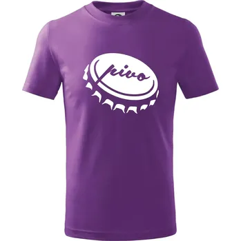 Pivo zátka - Tričko dětské bavlněné - 104-110cm / 3-4 roky ( Fialová )