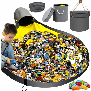 Úložný box Koš na hračky s podložkou 20L Skládací vak 2v1 Velký voděodolný šedý XXL