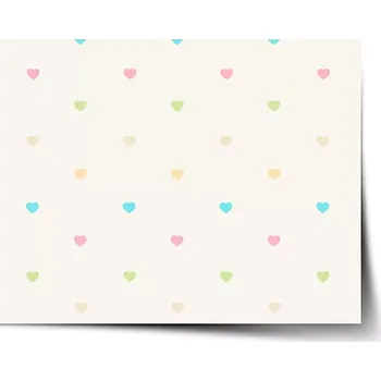 Plakát Sablio Plakát Barevná srdíčka na béžové - 60x40 cm