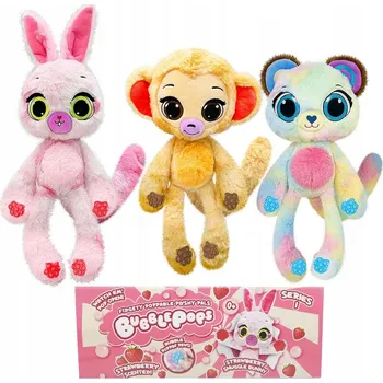plyšák BUBBLE POPS SADA 3 PLYŠÁKŮ VONÍCÍ ROSTOUCÍ PLYŠOVÁ HRAČKA MEDVÍDEK KRÁLÍK OPICE