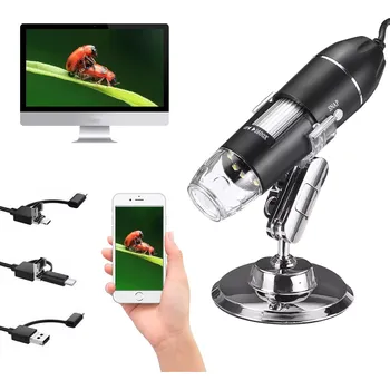 Mikroskop digitální usb mikroskop s led, 1600× zvětšení, 2 mp se stativem