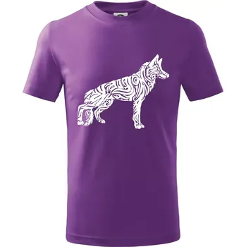 Chlapecké tričko Německý ovčák - tattoo - Tričko dětské bavlněné - 134 cm/8 let ( Fialová )