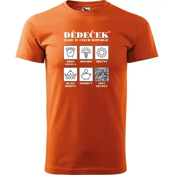 Sablio Tričko s potiskem Dědeček - Made in Czech Republic - oranžové 3XL