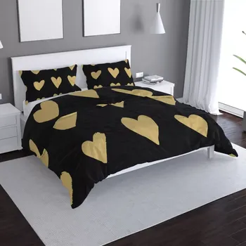 Povlečení Sablio Povlečení Zlatá srdíčka - 140x220 / 90x70