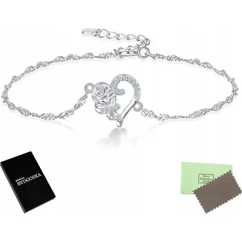 Náramek STŘÍBRNÝ DÁMSKÝ NÁRAMEK CELEBRITKA RŮŽE SRDCE
