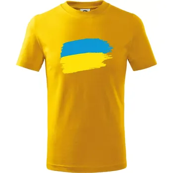 Ukrajina vlajka - Tričko dětské bavlněné - 98 cm / 2 roky ( Žlutá )