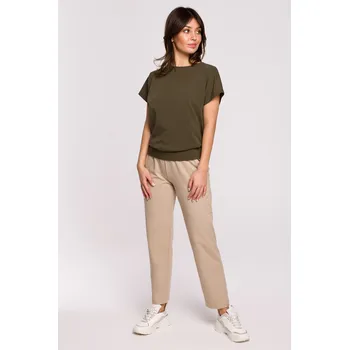 Dámské tričko VÝPRODEJ DÁMSKÉ TRIČKO BLŮZA S OZDOBNÝMI ZÁDY KHAKI 38 M