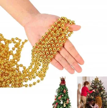 Vánoční dekorace GIRLANDA ŘETĚZ KORÁLKY VÁNOČNÍ STROMEK OZDOBA SVÁTEČNÍ 5 m