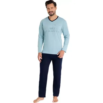 Dámské noční prádlo Pánské pyžamo 495/53 REGINA – Pohodlí a styl Barva/Velikost: tyrkys světlá / XXL