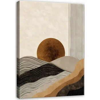 Obraz OBRAZ ABSTRAKCE ART DECO BÉŽOVÁ LINIE DO LOŽNICE OBÝVACÍHO POKOJE NA PLÁTNĚ 40x30