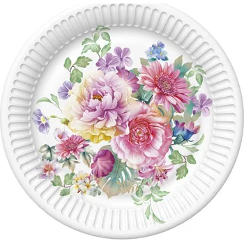 Talíř Papírový talíř - Watercolor Flower Arrangement, 23 cm