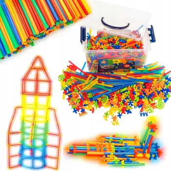 ostatní stavebnice STAVEBNICE SLÁMKY 900 DÍLŮ SVÍTÍCÍ VE TMĚ SADA NA STAVĚNÍ