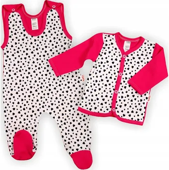 Dupačky SOUPRAVA DUPAČKY + KABÁTEK Srdíčka AMARANT 74 KLEKLE