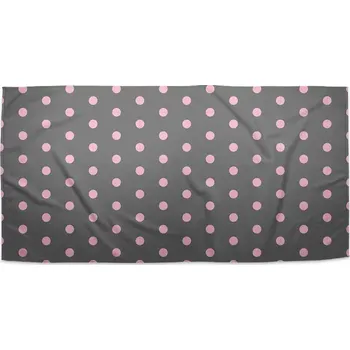 Sablio Ručník Růžové puntíky na šedé - 30x50 cm
