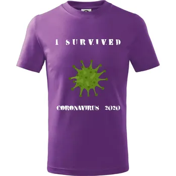 I Survived coronavirus 2020 - Tričko dětské bavlněné - 146 cm/10 let ( Fialová )