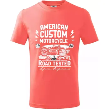 Chlapecké tričko American Custom Motorcycle - Tričko dětské bavlněné - 98 cm / 2 roky ( Korálová )