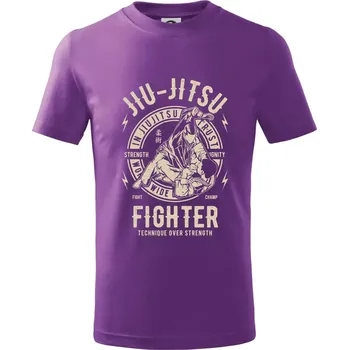 Jiu Jitsu logo kulaté - Tričko dětské bavlněné - 104-110cm / 3-4 roky ( Fialová )
