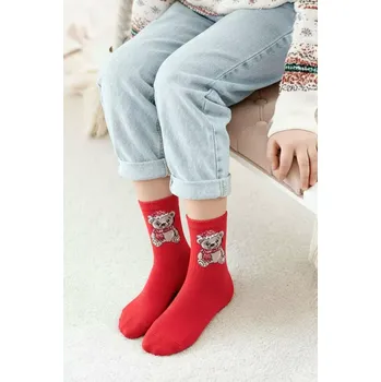 Dětské vánoční ponožky Medvídek 1306.009 Červená 35-37