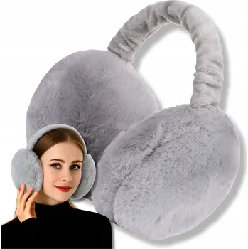 DÁMSKÉ ZIMNÍ NÁUŠNÍKY TEPLÉ PLYŠOVÉ KOŽÍŠEK SKLÁDACÍ NASTAVITELNÉ ŠEDÉ