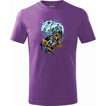 Surfující potápěč - Tričko dětské bavlněné - 134 cm/8 let ( Fialová )