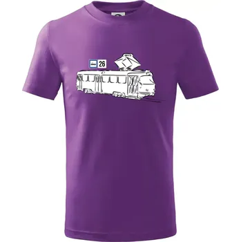 Tramvaj číslo 26 - Tričko dětské bavlněné - 146 cm/10 let ( Fialová )