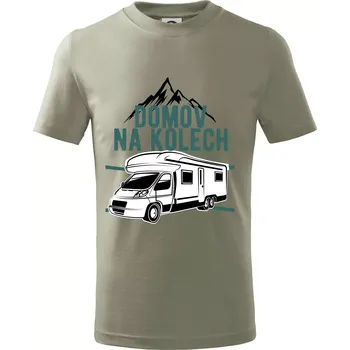 Chlapecké tričko Domov na kolech - Tričko dětské bavlněné - 98 cm / 2 roky ( Light khaki )